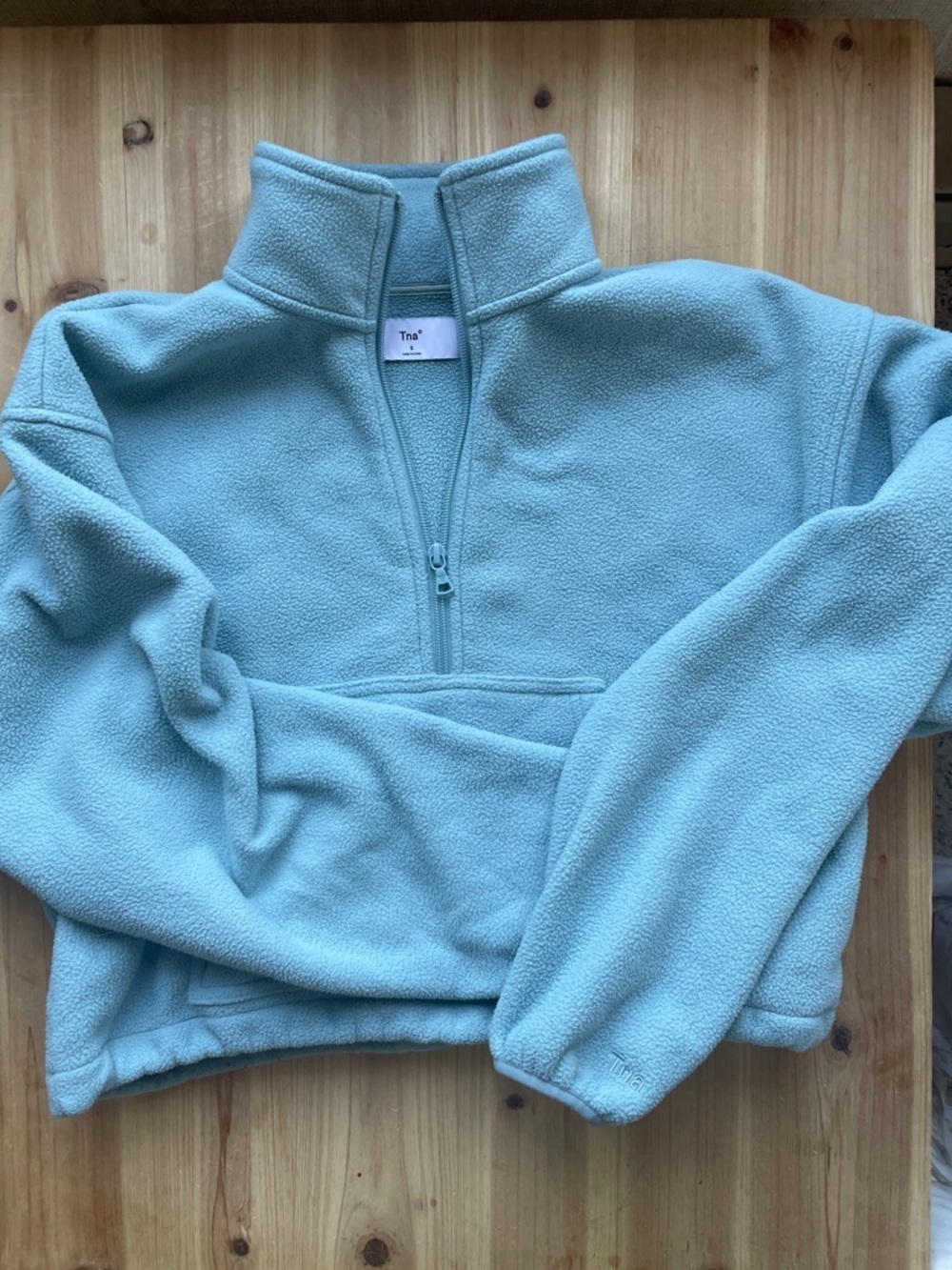 TNA Aritzia Soft Aqua Half-Zip Fleece Pullover